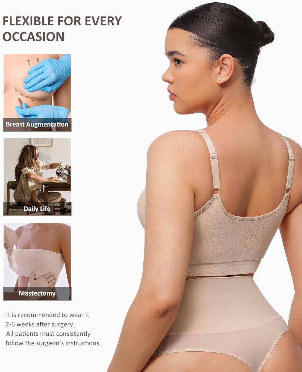 FeelinGirl Zip Front Closure Bras for Women No Underwire Compression Post Surgery Bra with Wide Adjustable Straps