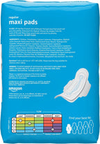 Amazon Basics Thick Maxi Pads with Wings for Periods, Regular Absorbency, Feminine Pads, Unscented, Size 1, 36 Count