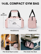 Noozion 14 inch Small Gym Bag for Women & Men, Lightweight Carry On Mini Duffle Bag with Multiple Pockets, Sports Bag for Travel and Workout.