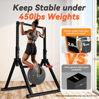 WATBKHE Power Tower Pull Up Dip Station Foldable, Pull Up Bar Station Adjustable, Multi-Function Home Gym, Strength Training Fitness Equipment, Triangular Design, for Home Outdoor