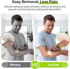 AUVON Silicone Foam Dressing with Large Adhesive Border, 3" x 3" 10 Packs Wound Dressing Bandage with High Absorbency, Waterproof Silicone Foam Pads for Wound Care & Protection Plus Cushioning