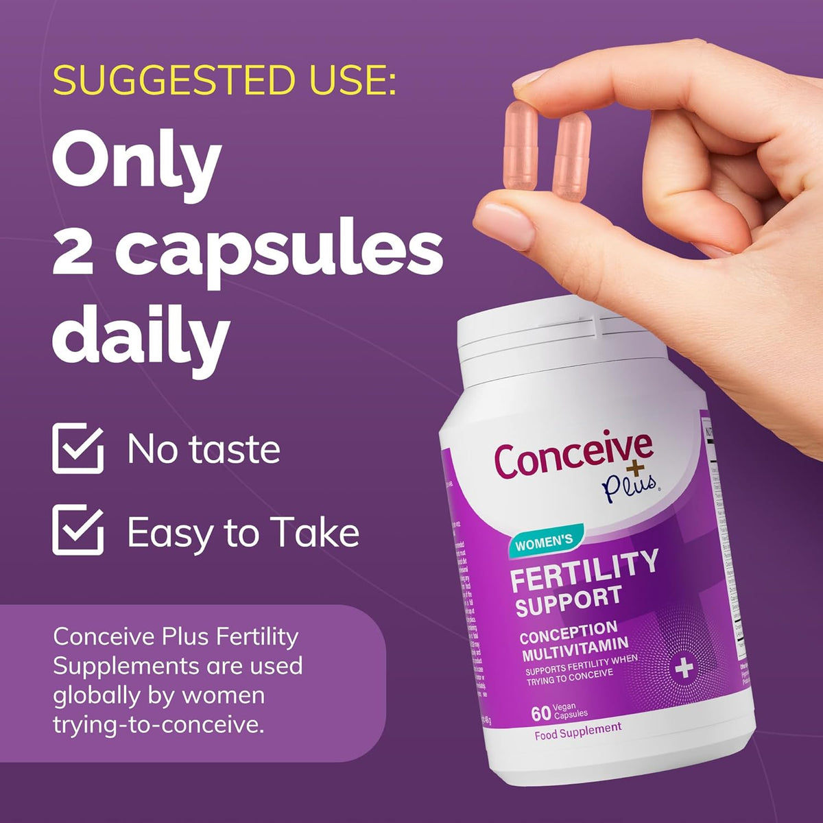 Conceive Plus Women's Fertility Support - Supports Menstrual Regularity & Hormonal Balance - Fertility Supplements for Women with Folate, Vitamin C, Zinc, & Inositol - Prenatal Vitamins - 60 Capsules