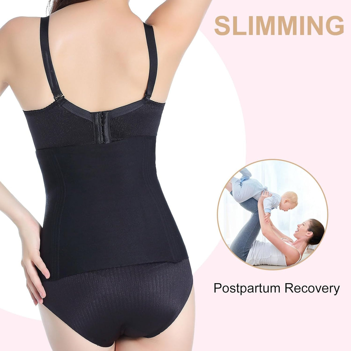 Postpartum Recovery Belly Band, C-Section Recovery Tummy Control Waist Trainer, Seamless High-Waisted Double Steel Bone Postpartum Girdle Shapewear