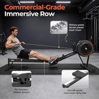 YOSUDA R2 Rowing Machine for Home, Air Rower with Self-Powered Monitor | 10 Level Resistance, Aluminum Rail, Ergonomic Seat, Easy Storage, Full Body Workout, Home Gym Equipment