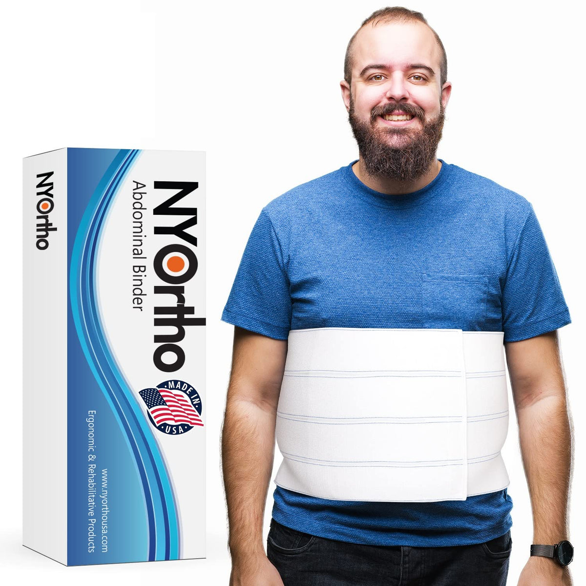 NYOrtho Bariatric Abdominal Belt, 12" Wide Elastic for Plus Size Men and Women, Post-Surgery Stomach Compression Garment for Hernia Surgery, Natural Birth, Injuries