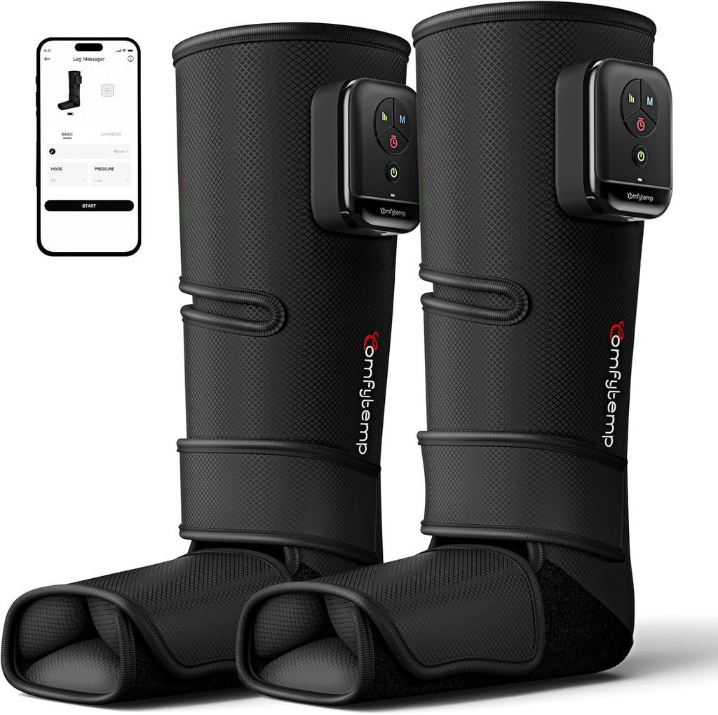 Comfytemp Air Compression Leg Massager for Circulation and Pain Relief FSA | Cordless & Rechargeable, Recovery for Varicose Veins, RLS, Foot and Calf Compression Boots, HSA Eligible (Fit Calf 13"~19")