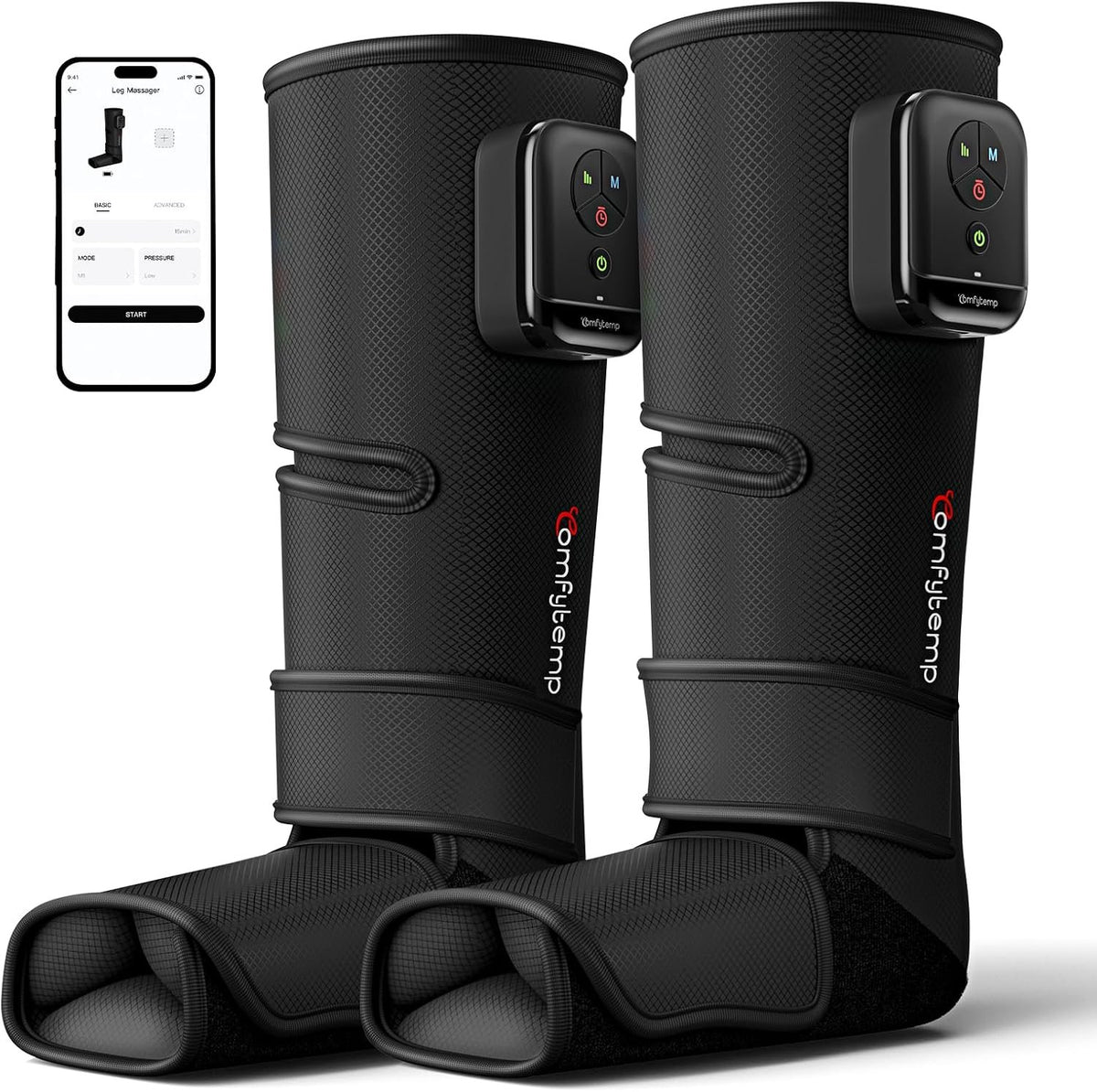 Comfytemp Air Compression Leg Massager for Circulation and Pain Relief FSA | Cordless & Rechargeable, Recovery for Varicose Veins, RLS, Foot and Calf Compression Boots, HSA Eligible (Fit Calf 13"~19")