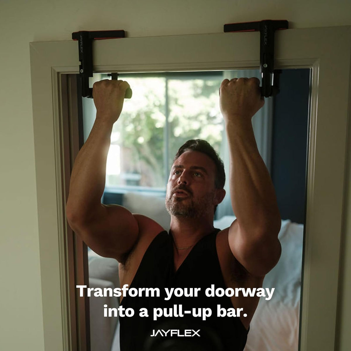 Jayflex CrossGrips Compact Pull Up Bar - Pull Up Bar Door Frame for Work from Home Fitness - Adjustable Door Frame Pullup Bar Handles - 250 lbs Capacity