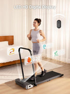 WalkingPad Foldable Walking Pad Treadmill with Handle Bar Under Desk | Treadmill for Home Small, Removable Handrail, Compact Storage, Space Saving for Home and Office Use