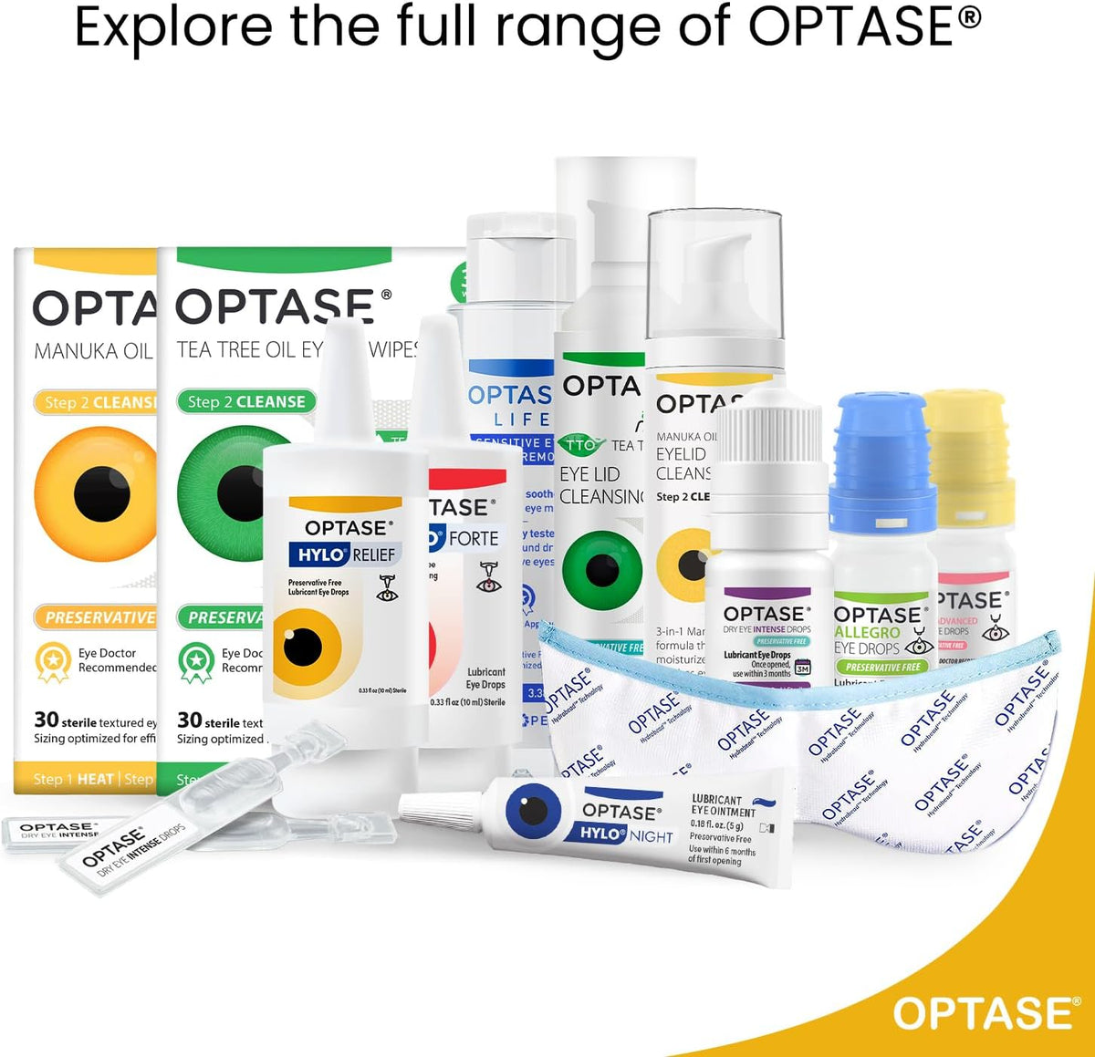 Optase® HYLO® Relief Dry Eye Drops, 0.33 fl oz | Preservative Free Eye Drops for Dry Eyes - One Click, One Drop Lubricant for Dryness - Contact Lens Compatible - 300 Drops