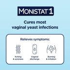 Monistat 1-Day Yeast Infection Treatment for Women, 1 Miconazole Ovule Insert & External Itch Relief Cream (9g Tube) Combo Pack, Maximum Strength