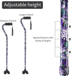 Floral Canes for Women Folding Cane for Stability with Non-Slip Base, Adjustable Walking Cane for Seniors - Lightweight Collapsible Walking Sticks with T & Offset Handle