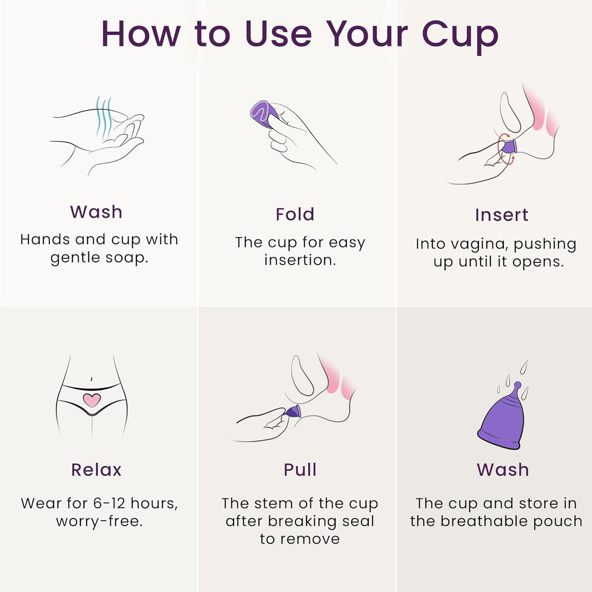 EcoBlossom Reusable Menstrual Cup Set - The Most Reliable Medical Grade Silicone Period Cups - Comfortably use for 12 Hours (Small & Large)