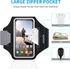 GUZACK Running Armband with Zipper Pouch, Running Phone Holder,Up to 6.9" | Card Slot, Anti-Drop Buckle, Breathable, Sports Arm Holder for iPhone Galaxy, Phone Holder for Running Gym Workouts Jogging