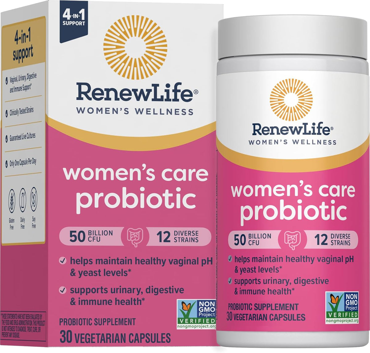 Renew Life Women's Probiotic - Ultimate Flora Women's Vaginal Probiotic Supplement - Gluten, Dairy & Soy Free - 50 Billion CFU - 30 Vegetarian Capsules