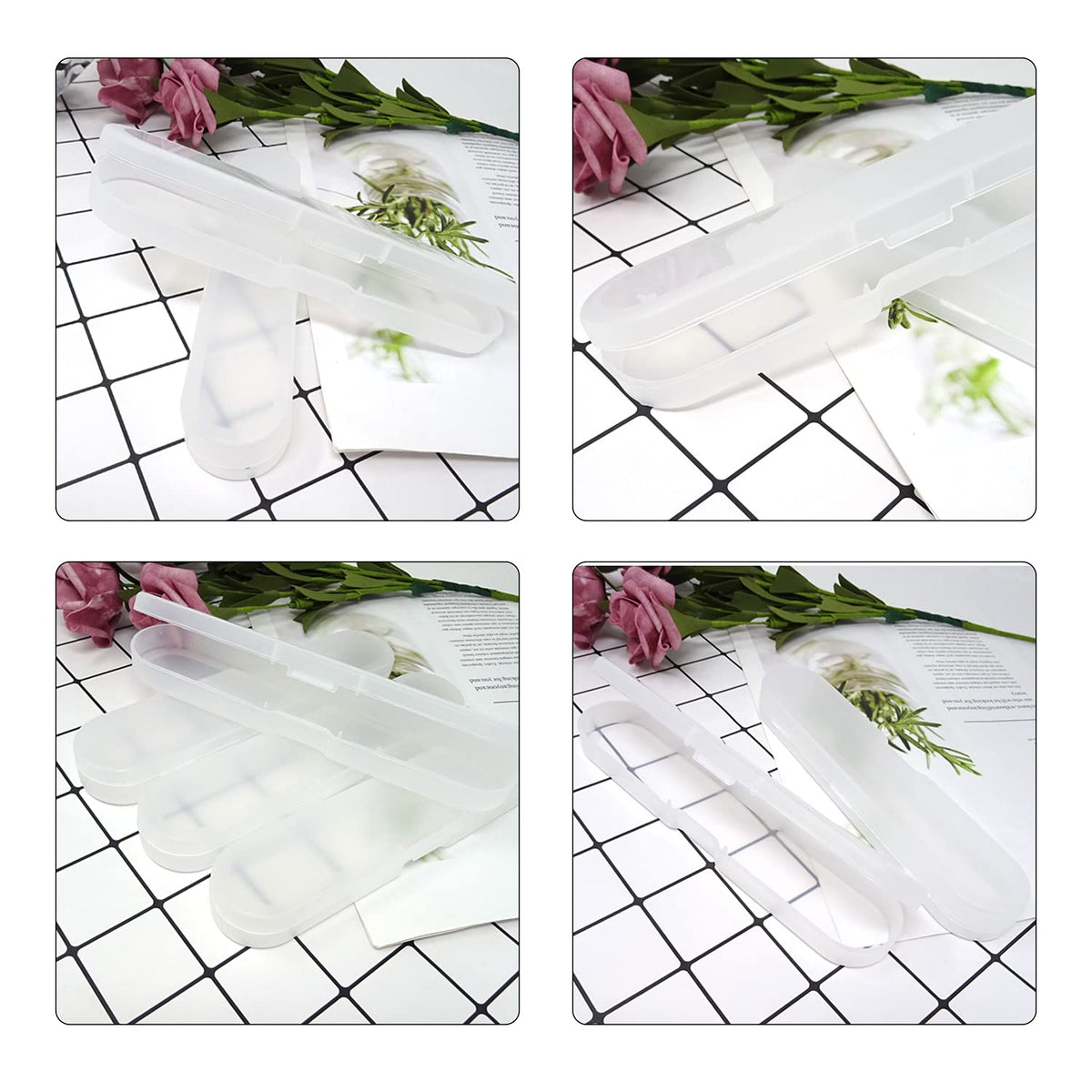 Honbay 4PCS Plastic Digital Thermometer Storage Case Containers Acne Needle Storage Box Pencil Case for Home (7 Inch)