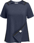 Deyeek Post Shoulder Surgery Shirts for Women Tear Away Side Snap Chemo Port Shirts Short Sleeve Adaptive Clothing