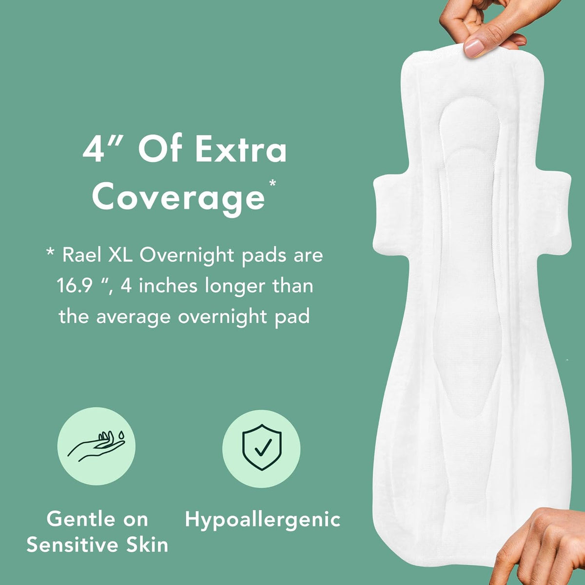 Rael Sanitary Pads Organic Overnight 12 pieces