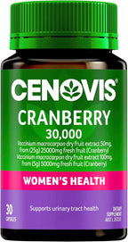 Cenovis Cranberry 30,000 30 Capsules - Maintains Urinary Tract Health - Helps Reduce Occurrence of Medically Diagnosed Cystitis - Supports General Wellbeing