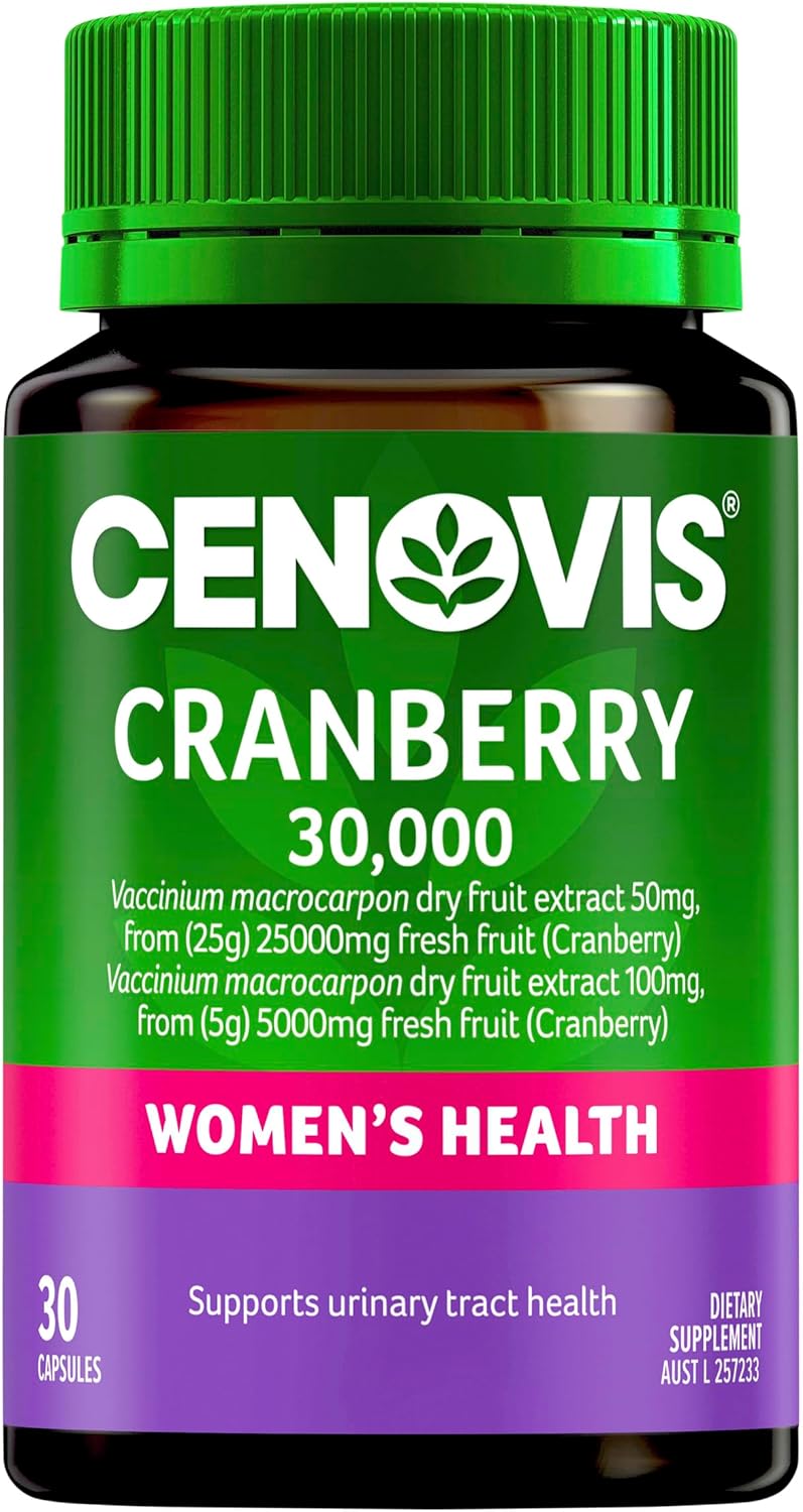 Cenovis Cranberry 30,000 30 Capsules - Maintains Urinary Tract Health - Helps Reduce Occurrence of Medically Diagnosed Cystitis - Supports General Wellbeing