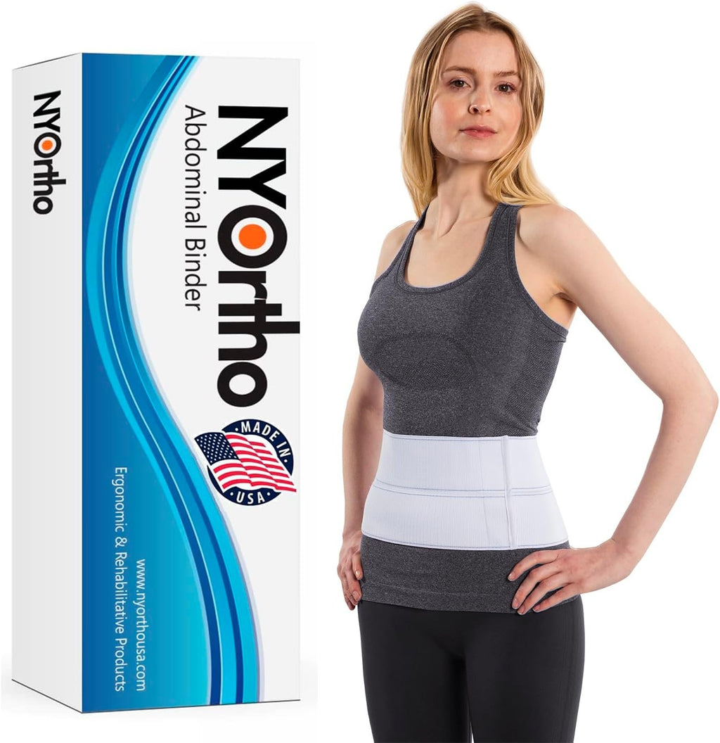 NYOrtho Post Surgery Abdominal Binder (Fits 30¨ - 45¨) - 6" Height, 2 Panel Waist Support Belt for Men & Women - Postpartum Belly Band - Tummy Tuck Compression Garment - MADE IN USA