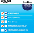 Amazon Basic Care Cold and Flu Relief, Daytime and Nighttime Combo Pack Softgels for Multi-Symptom Relief, Sore Throat, Cough, Nasal Congestion, Headache, 48 Count (Pack of 1)