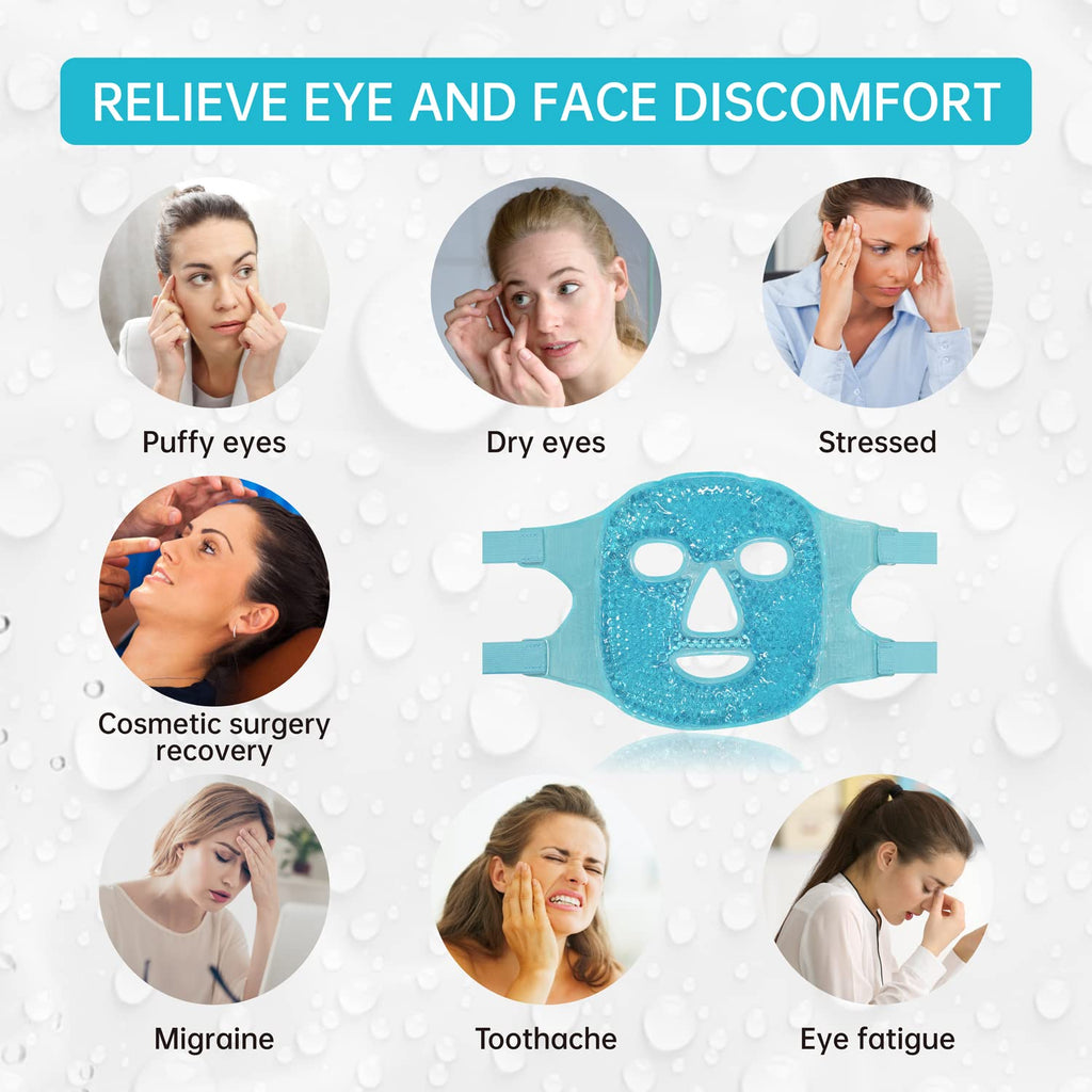 ZNÖCUETÖD Cold Face Ice Mask Facial Ice Pack, Hot Cold Compress for Face | Face SPA Gift for Woman Dark Circles Facial Puff, Pressure, Headaches, Skin Care, Post Laser Cosmetic Care, Reversible