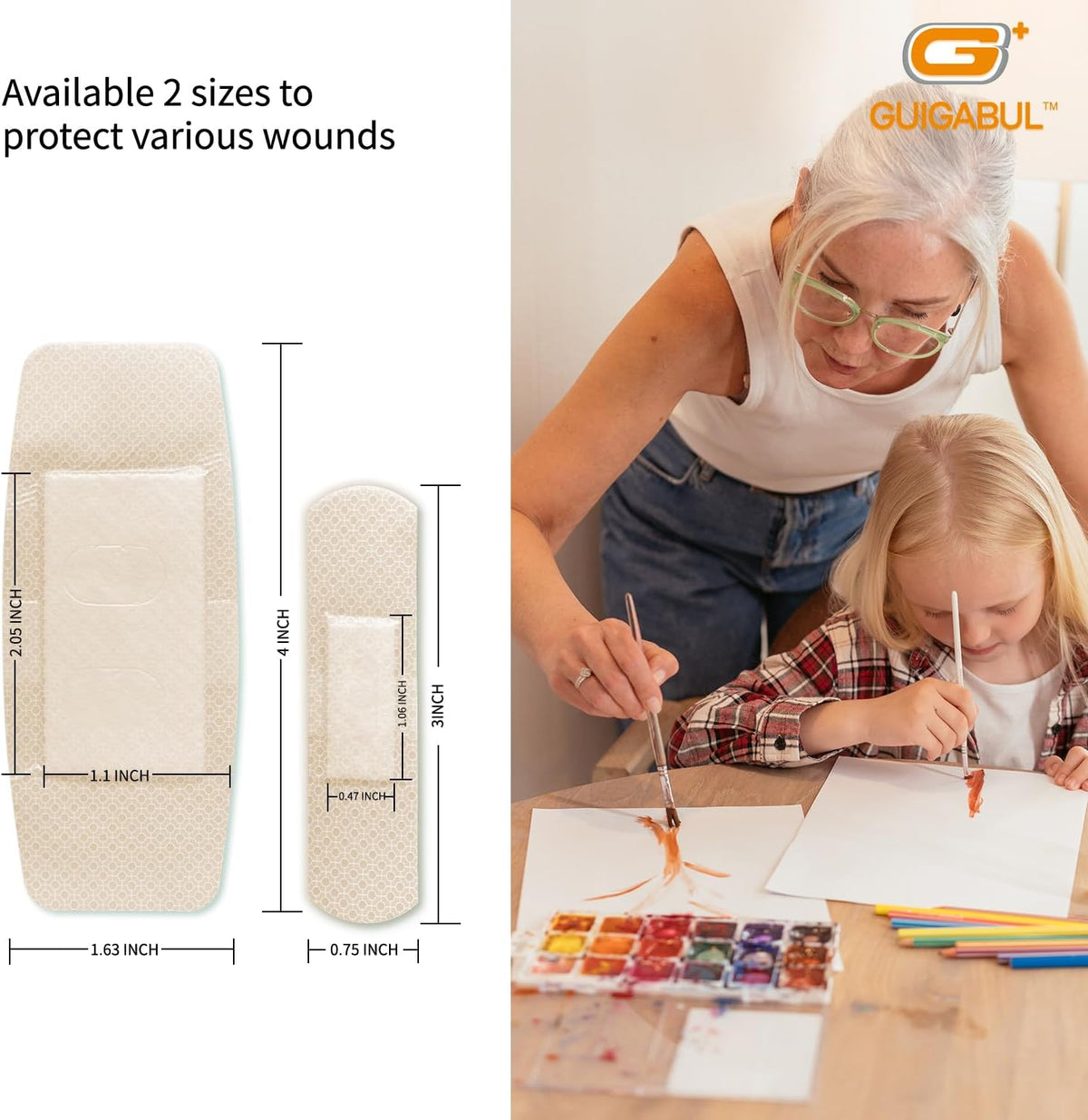 Waterproof Silicone Bandages for Sensitive Skin Variety Pack | 48 Counts Painless Removal Hypoallergenic Latex Free 0.75"x3" (36 Counts) and 1.63"x4" (12 Counts)