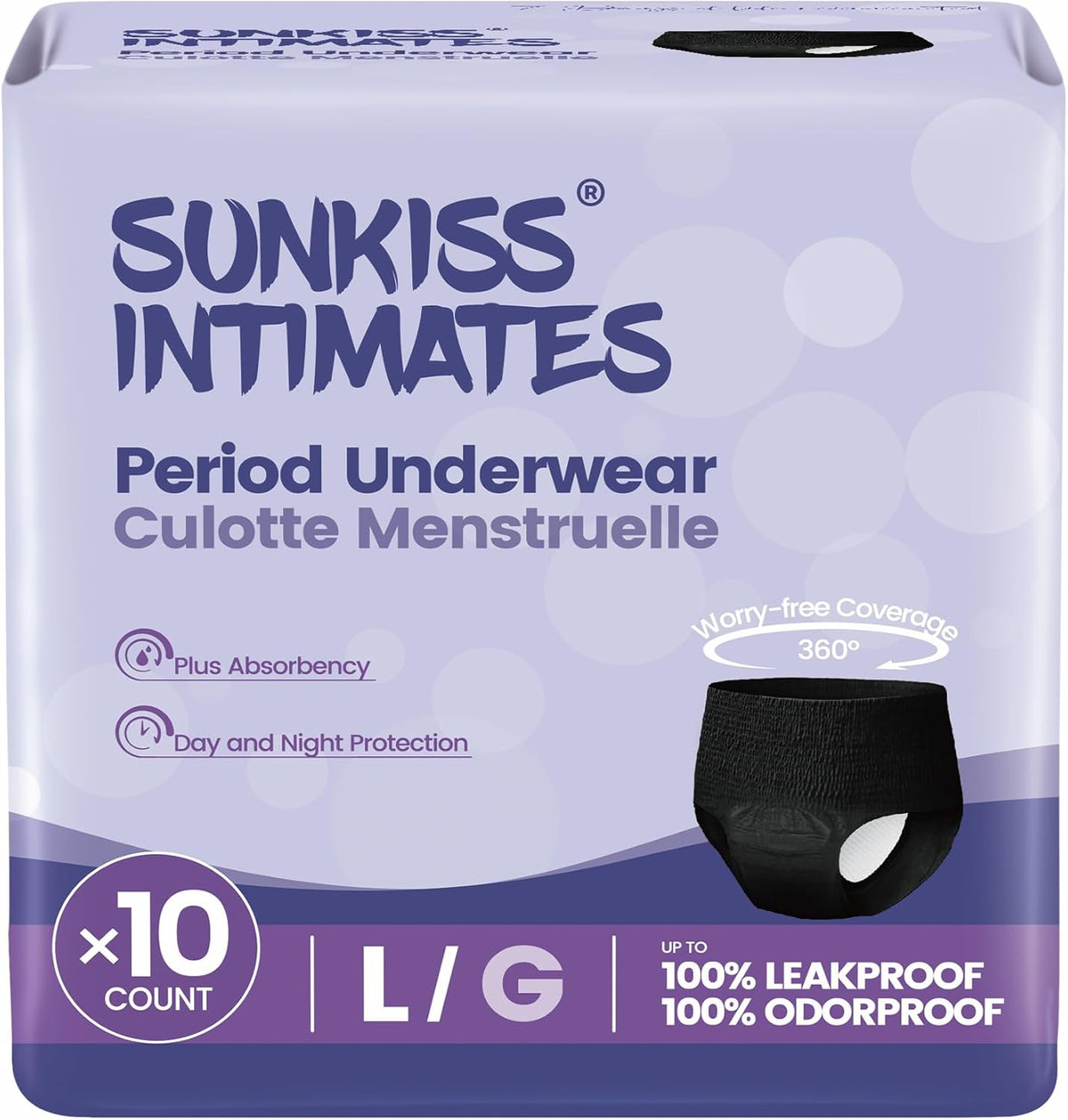 Disposable Menstrual Panties for Women with Abundant Flow, Women's Leakproof Postpartum Panties, Black, Size L, 10 Pack
