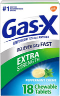 Gas-X Extra Strength Chewable Tablets, Gas Relief, Peppermint Crème, 18 Ct | Simethicone 125mg Extra Strength Chewable Tablets, Fast Gas and Bloating Relief, GLP-1 Support