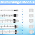 50Pack 5ml/cc Luer Lock Syringe without Needle, Plastic Syringe with Caps for Liquid, Sterile Individually Wrapped