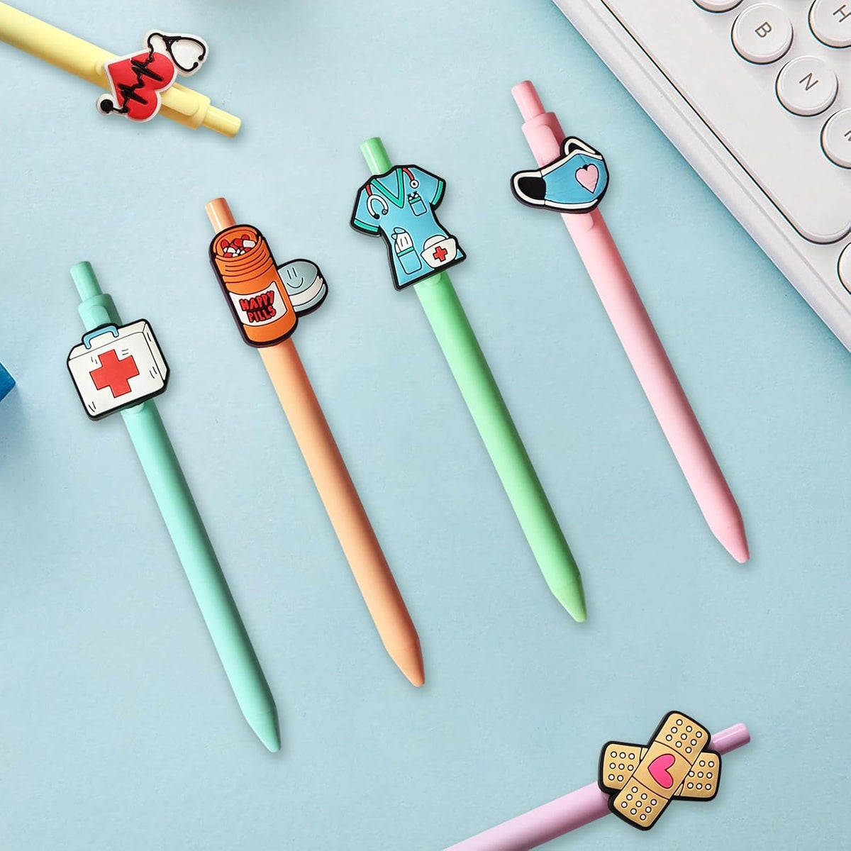 LSLSHY Nurse Pens Nurse Gifts for Cna, Medical Assistant & Nursing Students | Nurse Accessories for Work, Cute Cartoon Aesthetic Black Ink Gel Pens Set, Bulk Appreciation Gifts Nursing School Essentials
