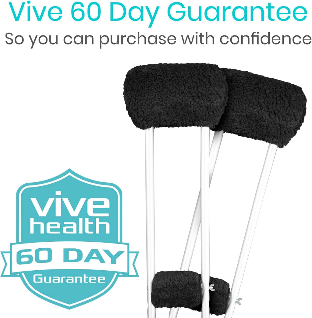Vive Sheepskin Crutch Pads & Hand Grips - Comfortable, Breathable, Machine | Washable Padding for Adults - Premium Accessory Covers for Crutches, Armpits - Latex-Free & Non-Toxic