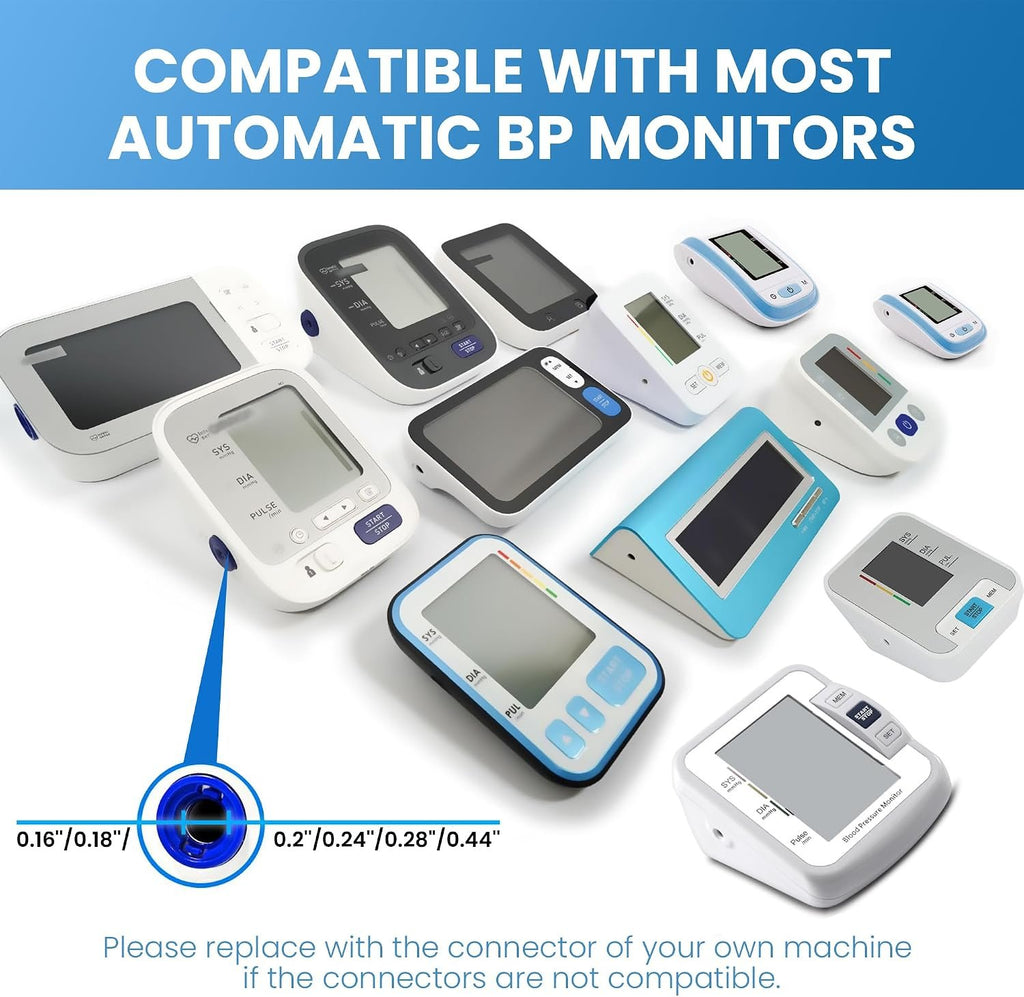9"-17" Blood Pressure Cuff Arm, Wide-Range Standard/Medium to Large Replacement Cuff Fits M&L Size Arms, 6 Sizes of Connectors Compatible with Omron and Other Brand BP Machines (BP Cuff Included Only)