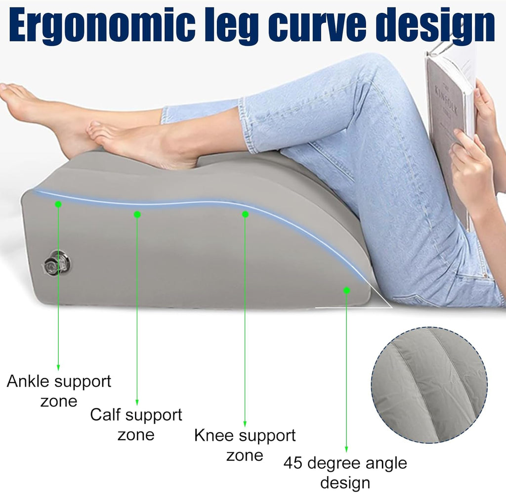 65 x 50 x 25 cm Inflatable Wedge Pillow Portability Cushion Leg Rest Comfort Elevate Tired Legs Wedge Support Pillow for Legs, Improve Blood Circulation and Improve Sleep