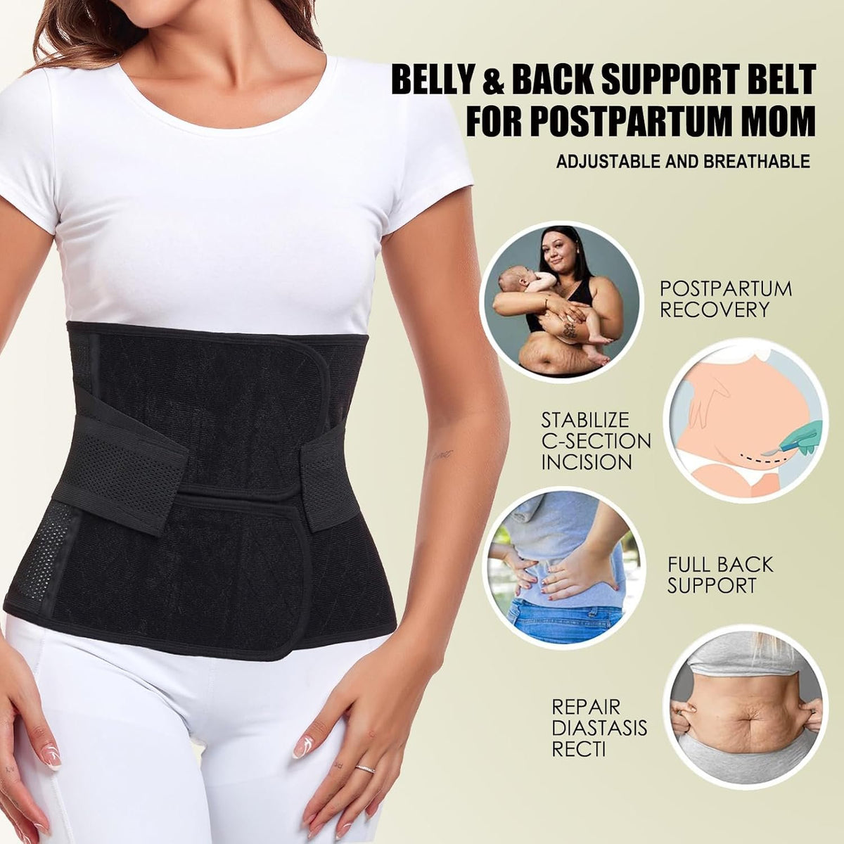 MAMODY Postpartum Belly Band Belly Wrap Abdominal Binder Post Surgery