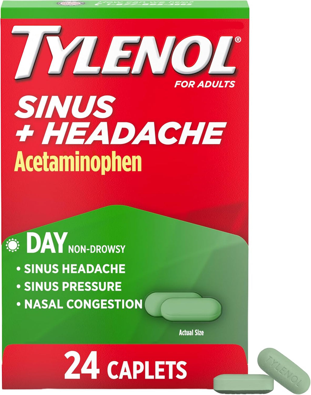 Tylenol Sinus + Headache Daytime Non-Drowsy Relief Caplets, 24 Ct