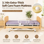 Rotating Electric Hospital Beds for Home Use, 90° Sit-to-Stand Nursing Medical Bed for Seniors and Disabled with Adjustable Height, Backrest, Leg Rest, 550 lbs Capacity, Mattress Included