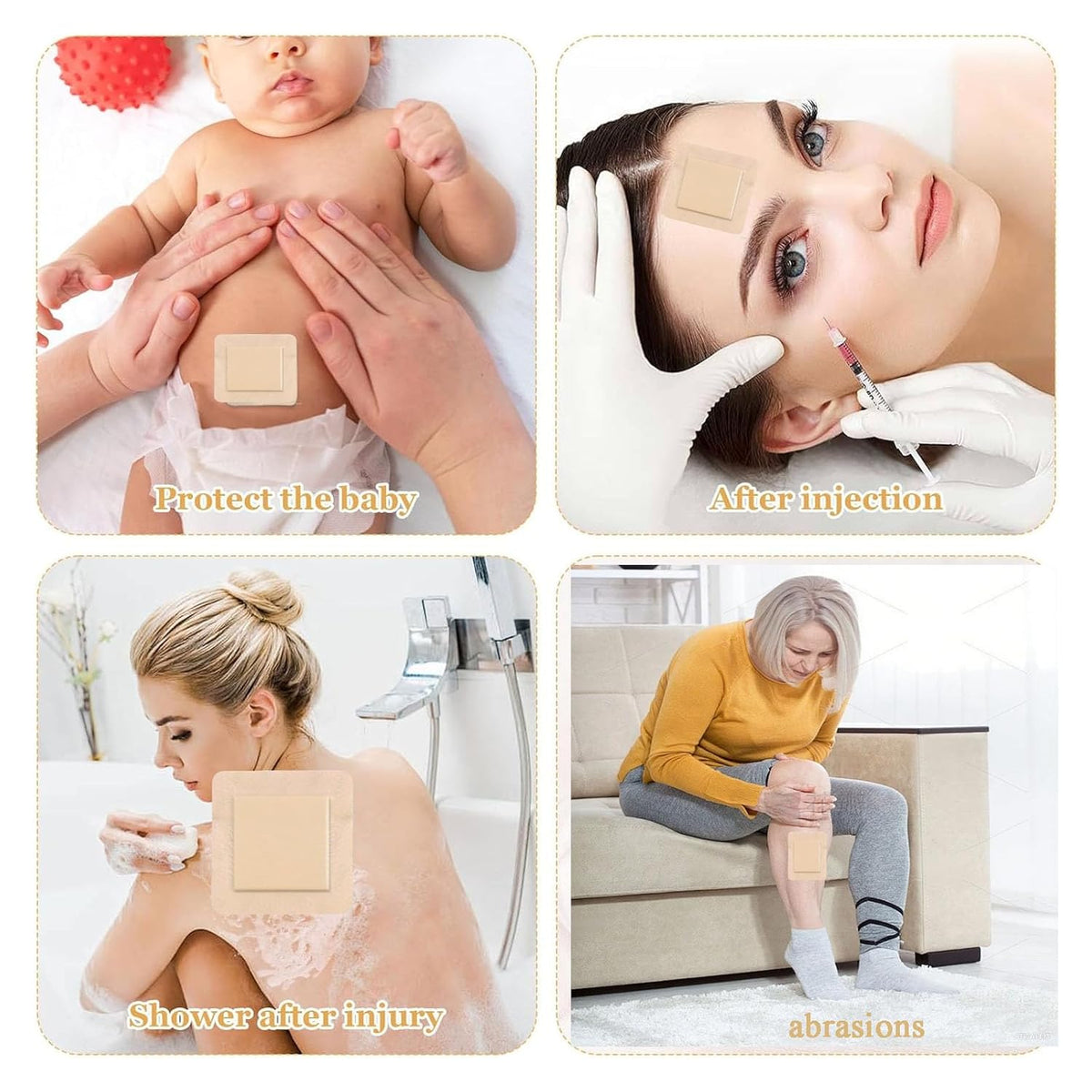 Bed Sore Patch, 10x10cm Silicone Gel Foam Dressing for Wound Care, Advanced Bed Sore Dressing for Long-Term Bedridden Patients, Surgical Pads for Dressing Wounds