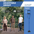 GPTCAMP Walking Cane Quad Base Self Standing 300lbs for Seniors