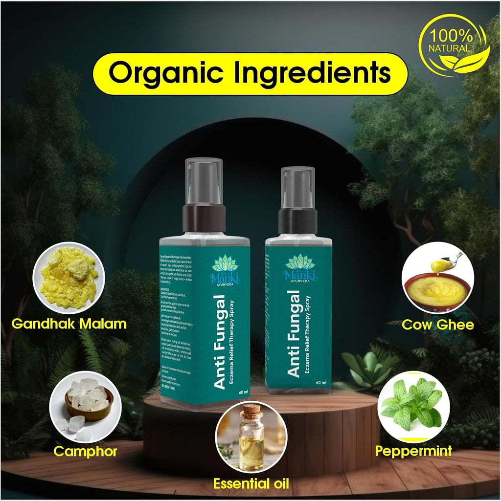 Herbal Anti Fungal Spray | Skin Care Spray for Itching, Odour & Irritation | Natural Ingredients | Suitable for Feet, Underarms & Body | 60ml