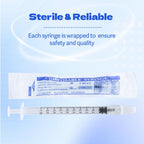 1ml Syringes Without Needles, 1cc Luer Lock Syringe - Disposable Individually Wrapped(100 Pack)