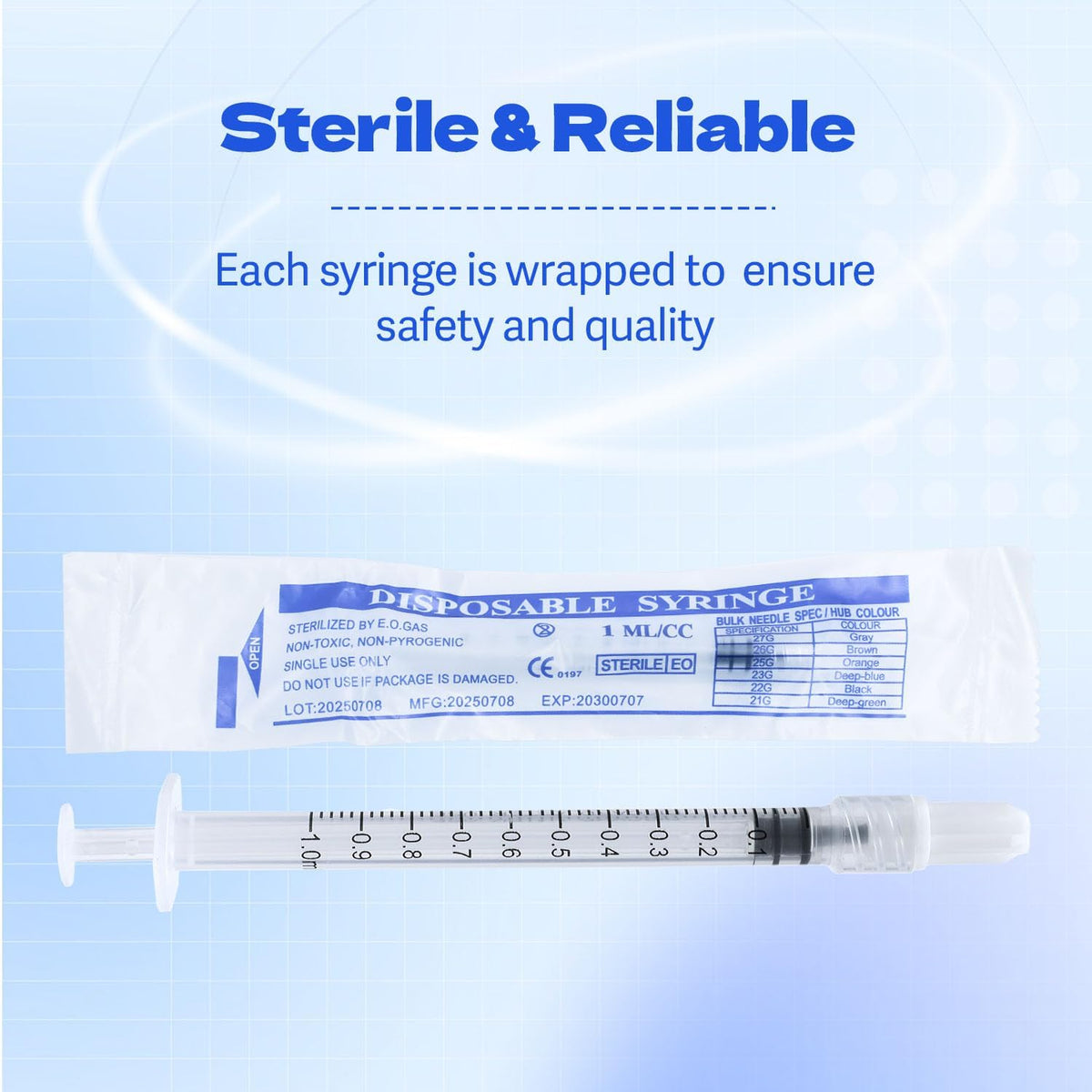 1ml Syringes Without Needles, 1cc Luer Lock Syringe - Disposable Individually Wrapped(100 Pack)