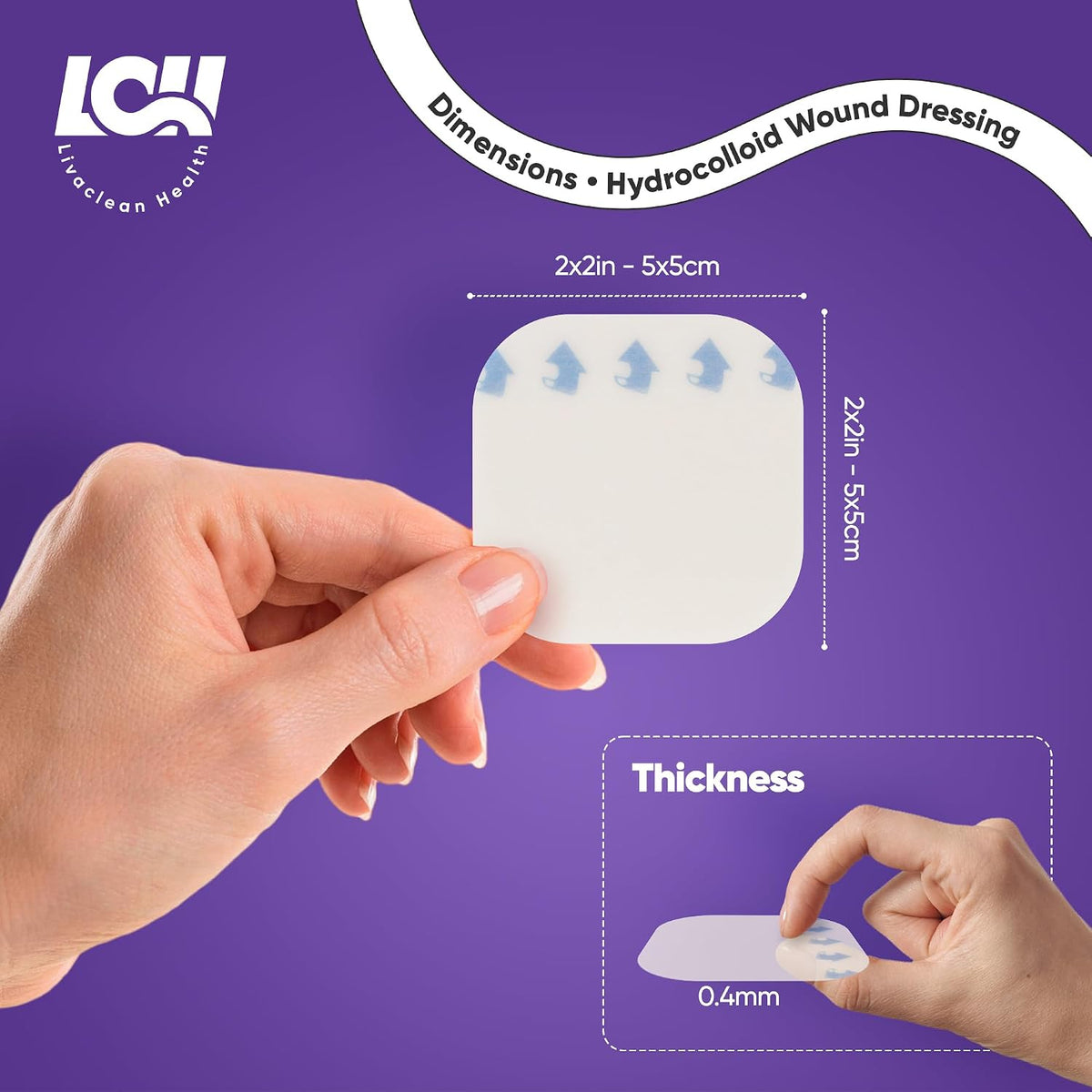 15 CT 2" x 2" Hydrocolloid Wound Dressing - Sterile Colloidal Bandages - Adhesive Hydrocolloid Bandages Small - Individually Packed Healing Patches for Wounds and Blisters by Livaclean Health