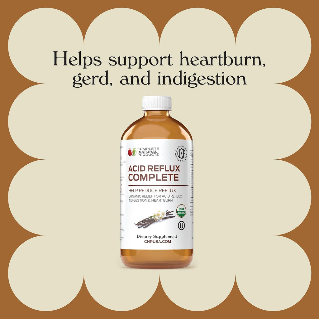 CNP | Acid Reflux Complete 8oz - Heartburn GERD, Amish Aloe Relief Aid | Organic acid reflux complete liquid with aloe, ginger, garlic & vanilla for heartburn, GERD, sour stomach and Amish support