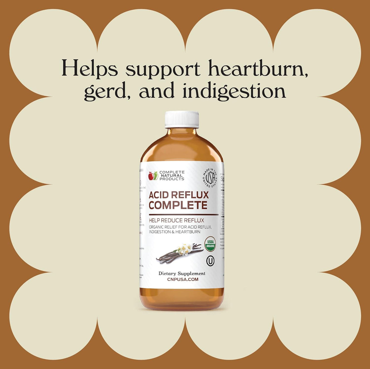 CNP | Acid Reflux Complete 8oz - Heartburn GERD, Amish Aloe Relief Aid | Organic acid reflux complete liquid with aloe, ginger, garlic & vanilla for heartburn, GERD, sour stomach and Amish support