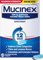 Mucinex 12Hr Max Strength Expectorant, Chest Congestion Relief, 48 Tablets