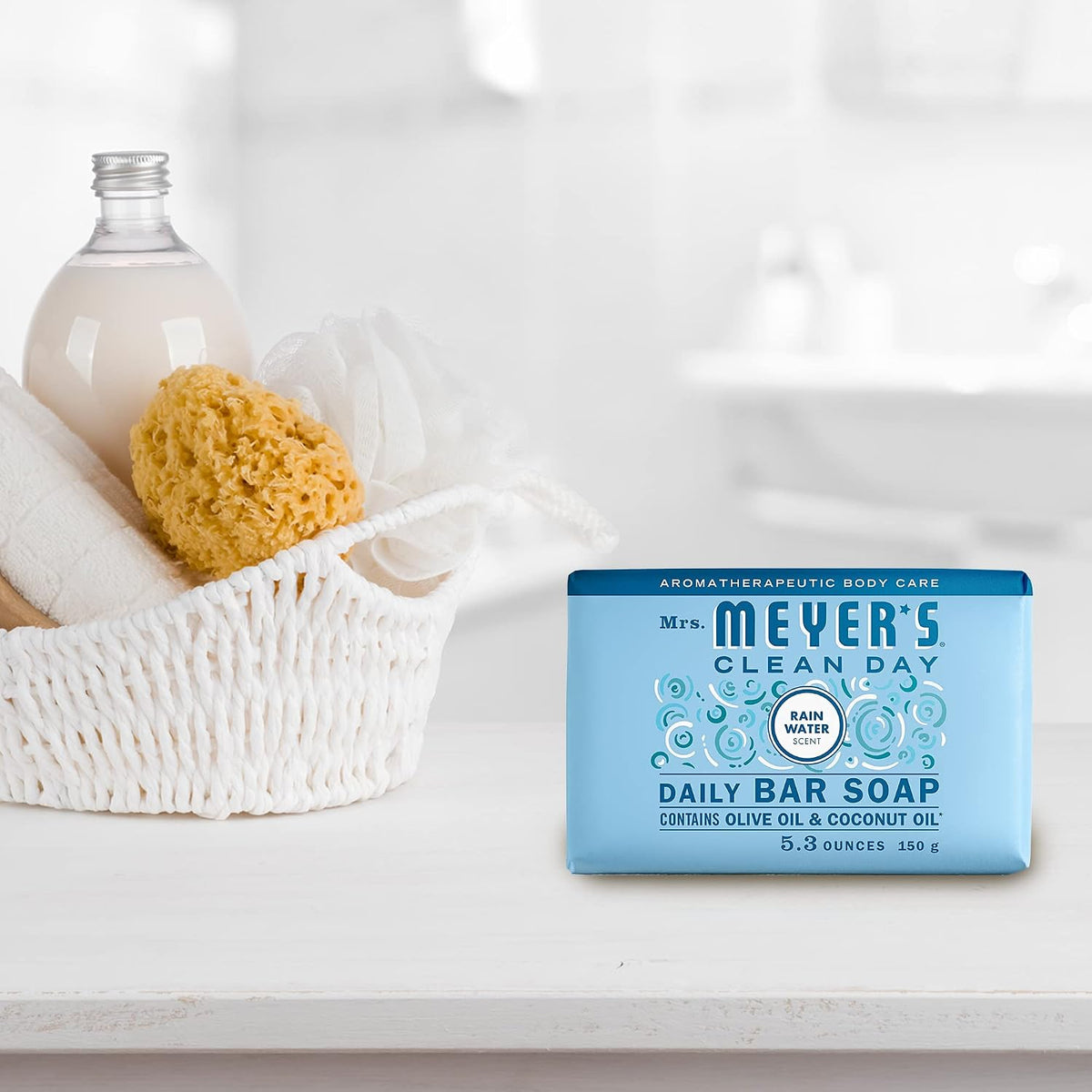 MRS. MEYER'S CLEAN DAY Bar Soap, Rain Water, 5.3 oz, 1 Bar