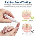 AUVON Blood Lancets for Diabetes Testing, 300 Count, 30 Gauge for Less Pain | Contactless Lancets Fit Most Standard Lancing Devices for Blood Sugar Kit, Works Effectively with Small Drops
