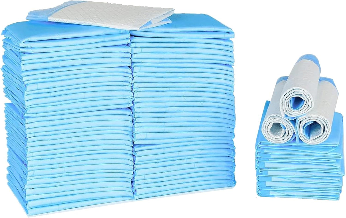 100 Pack of 33 * 45CM Disposable Urine Pads with Quick Drying and Leakproof Features,Super Absorbent Protection Disposable Underpads for Diaper Changes, Bed and Table Protection